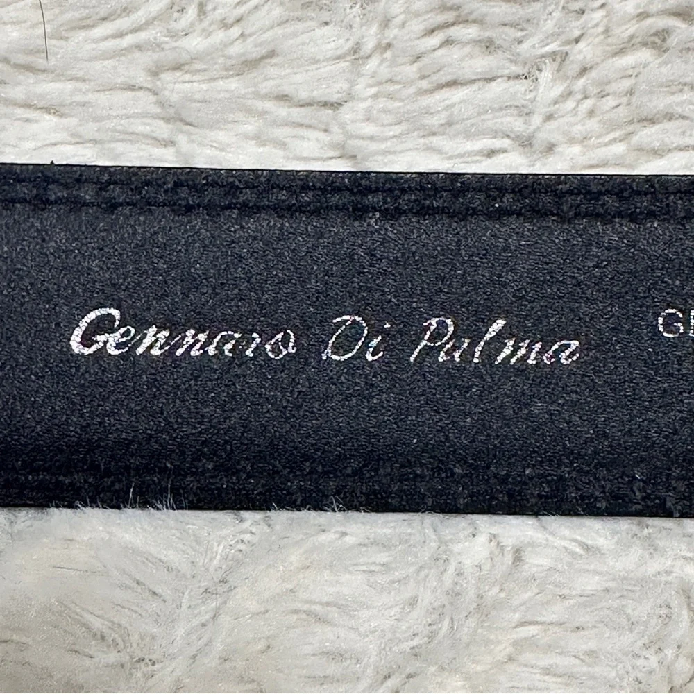 Gennaro Di Palma  Made in Italy Men's Belt Genuine Leather BLack , Silver 40